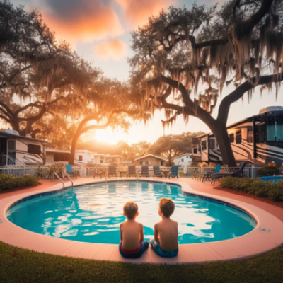Boys around pool